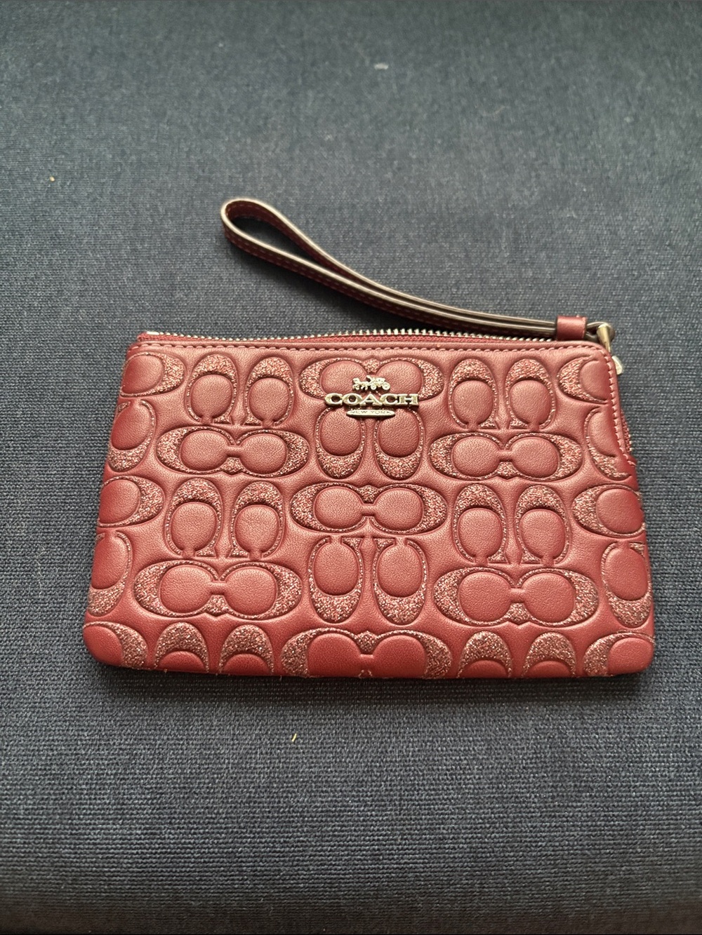 Coach Quilted Signature Wristlet in Dusty Rose